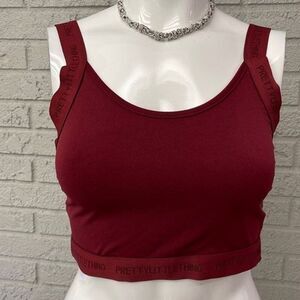 Pretty Little Thing Sport Women Burgundy Bra Top Size 10